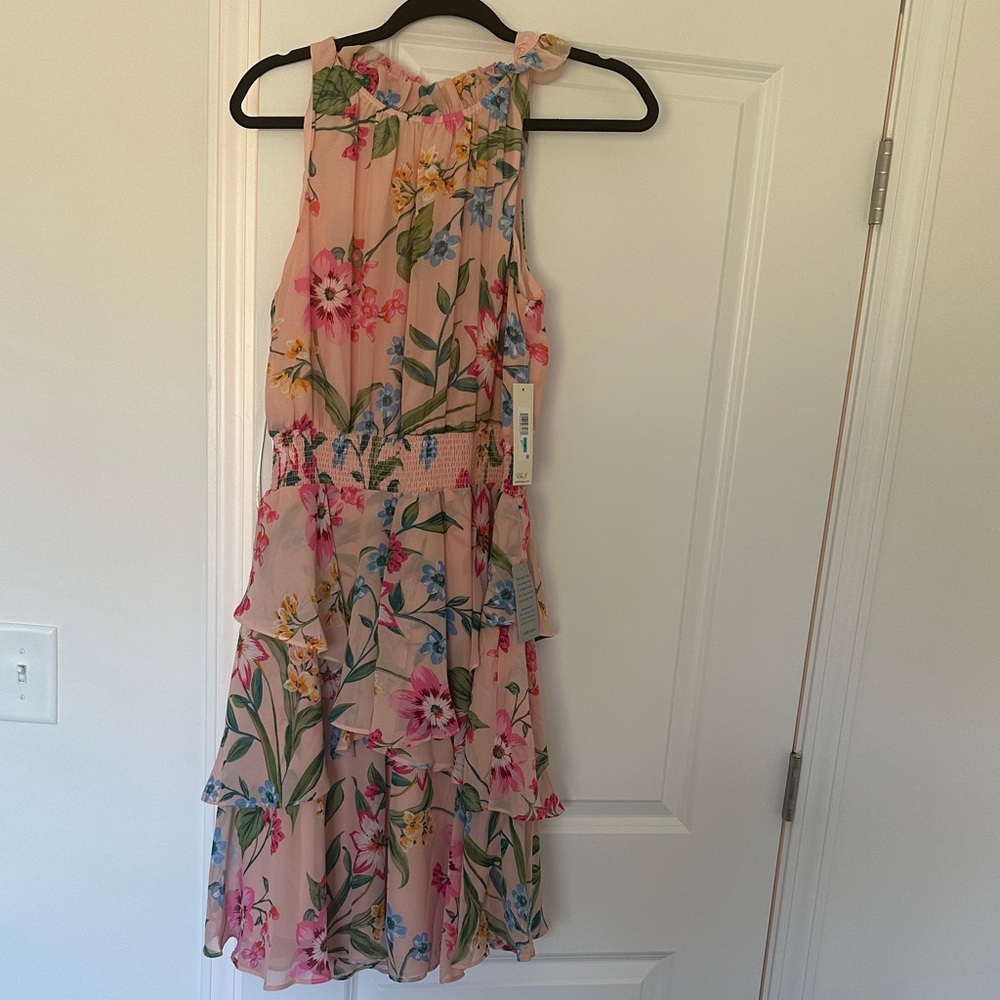 Eliza J Pink Floral Midi Dress